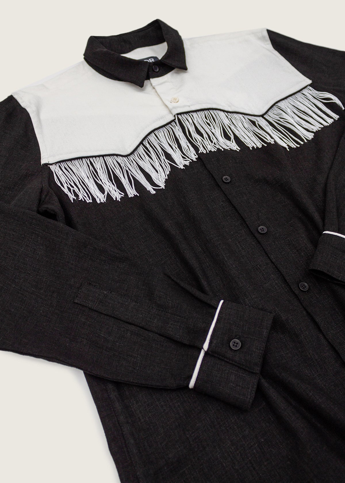 Camisa Lum Lino Blanco y Negro