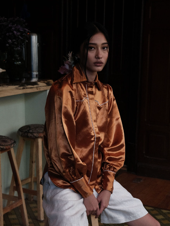 Xan Terracotta Silk Blouse