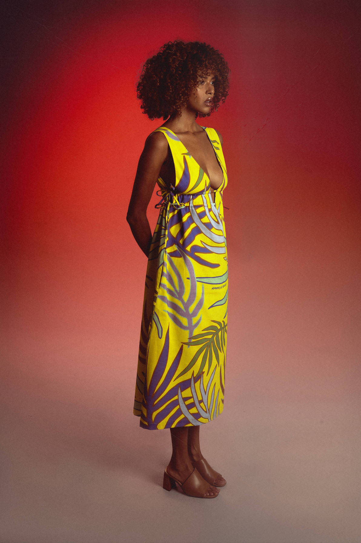 Vestido V Estampado Palmera