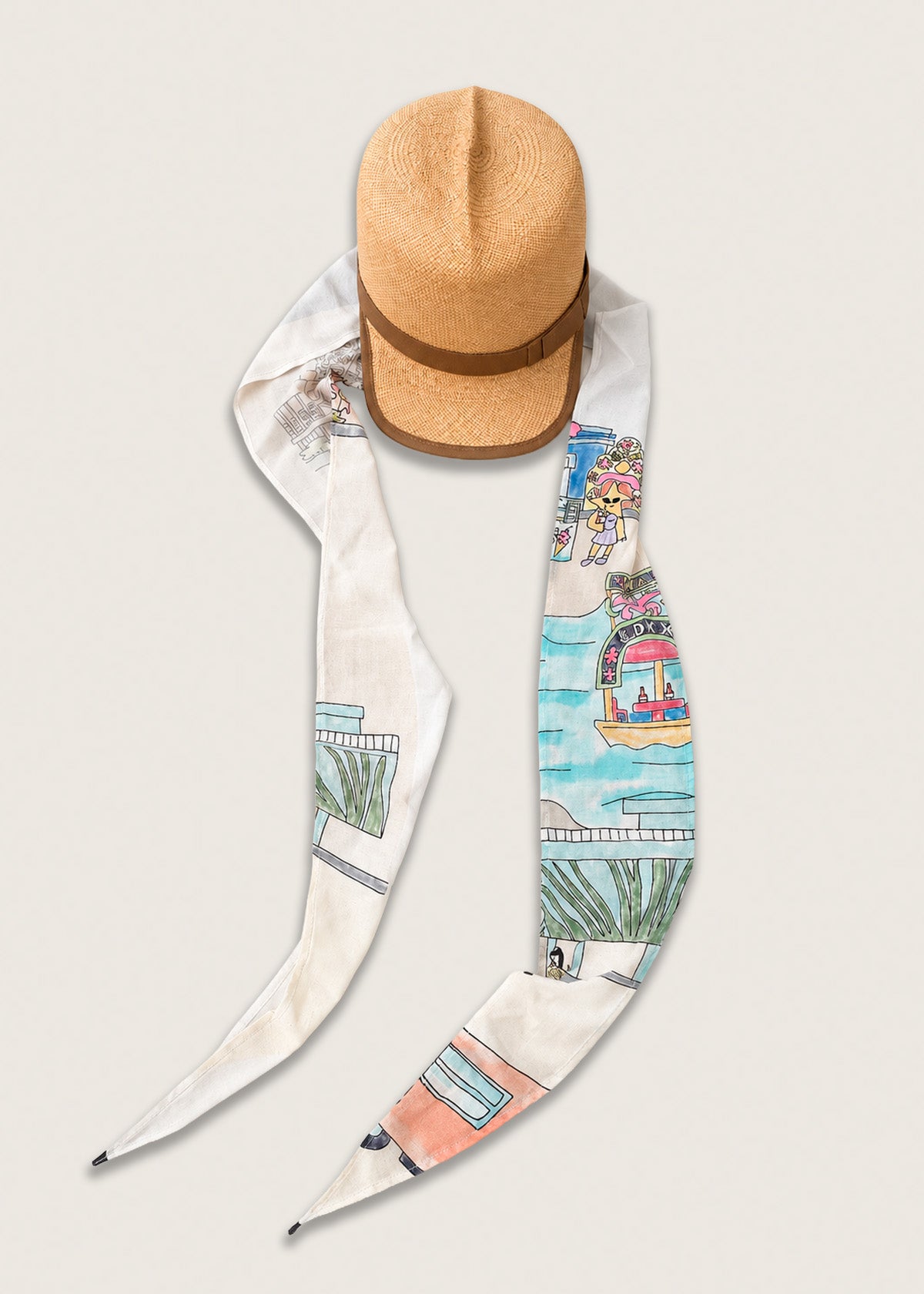 Sombrero Lucienne con Mascada por Gladys Tamez